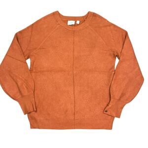 Cyrus Sweater Burnt Orange Tan Brown Ribbed Knit Long Sleeve Top size Large Fall
